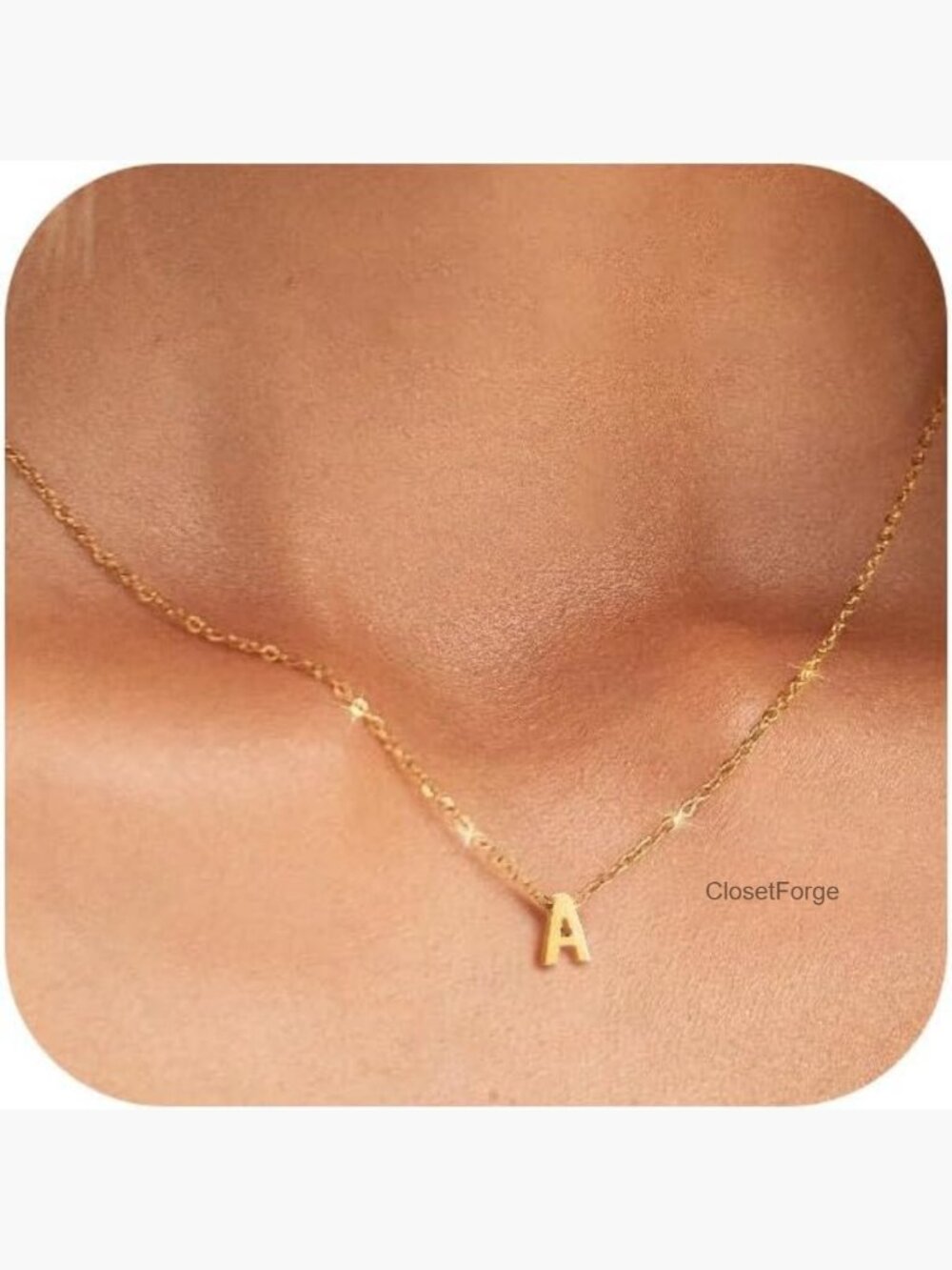 Dainty Initial Choker Necklace - Letter A Pendant - 18K Gold Filled